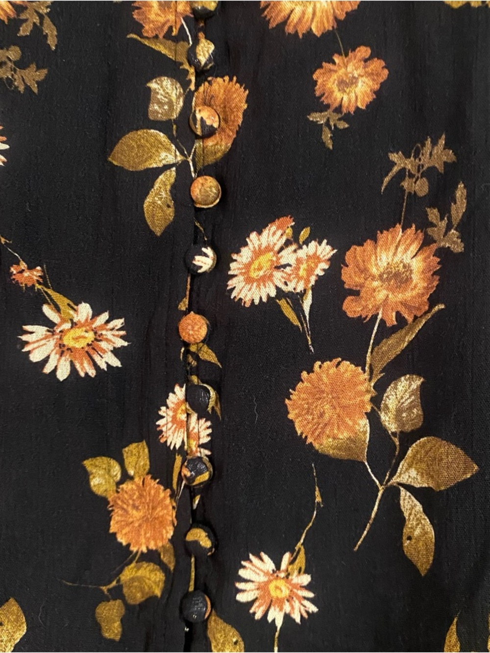 NWT By Together Maxi Skirt Black/Orange Floral Button Front Slit Womens L Boho - Picture 2 of 7